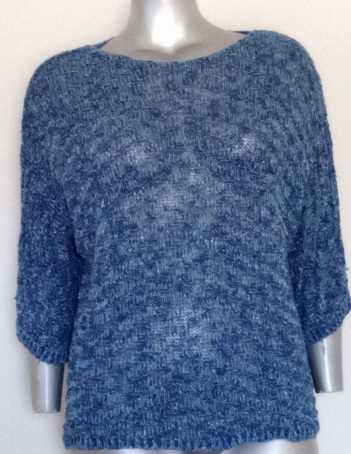 PLUS WOMEN’S KNIT SHEER YARN W/Thread silver metallic accent BLOUSE TOP Size 2X