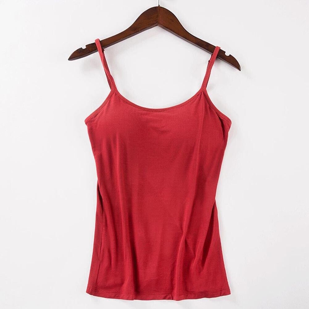 Cami with Built In Shelf Bra Adjustable Strap Vest Women Layering Basic Tank Top
