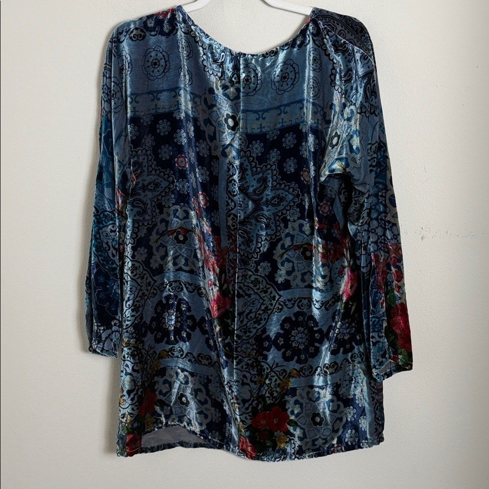 Johnny Was Silk Blend Velvet Tunic Size Small