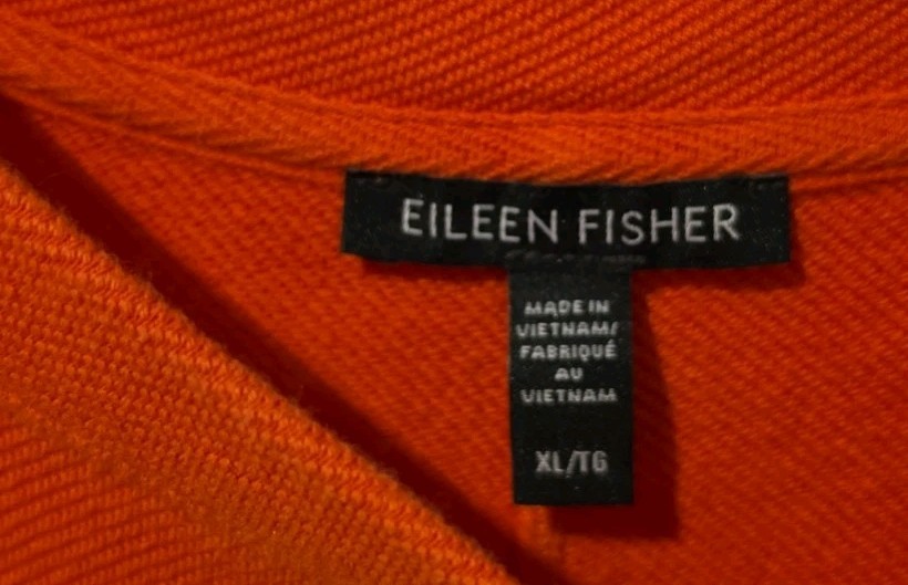 Eileen Fisher XL Organic Cotton Orange Textured Knit Tunic Knit Top Autumn Fall