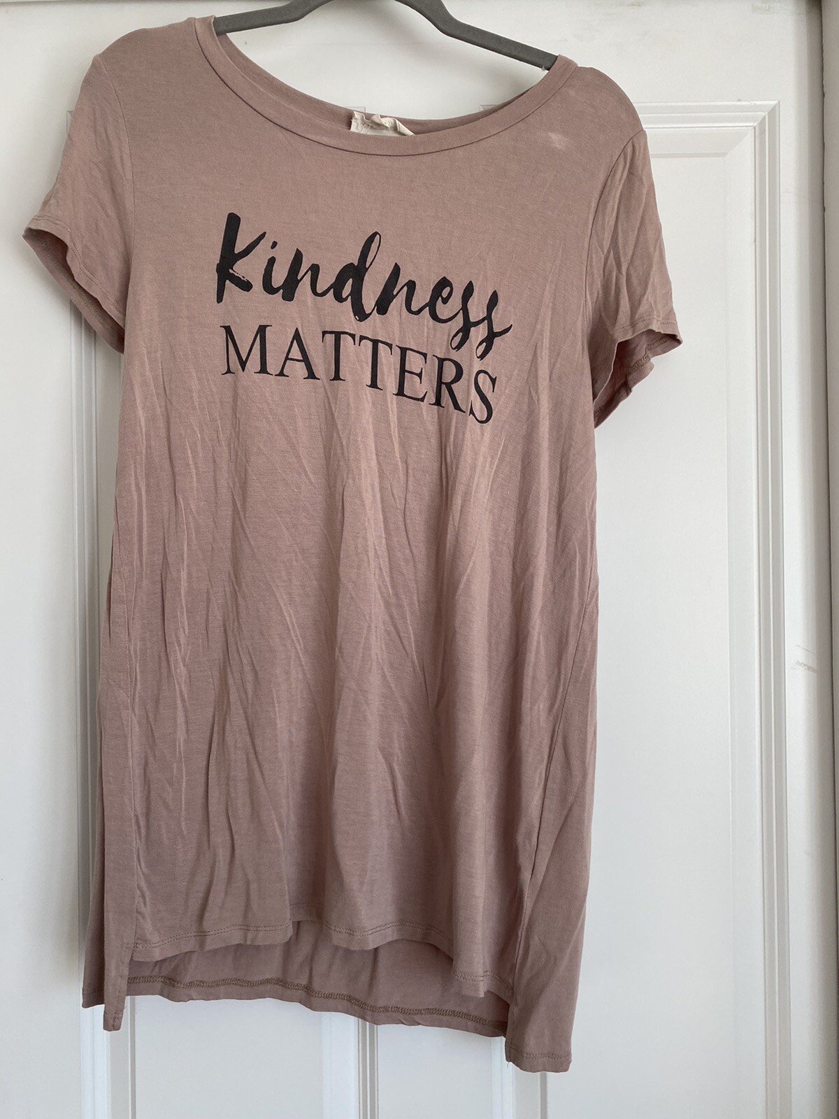 Coverstitched Small S Dusty Pink Kindness Matters Rayon Short Sleeve T Shirt