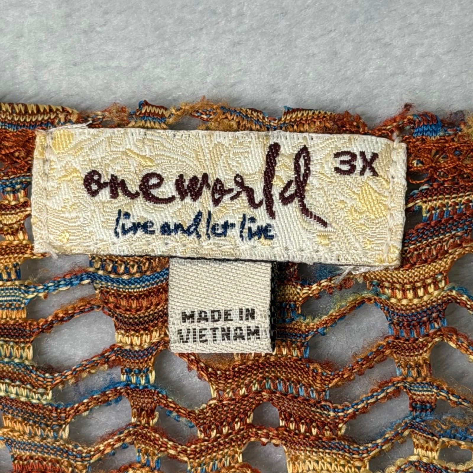 One World Crochet Open Knit Tunic Womens Plus Size 3X Multi Color Asymmetrical