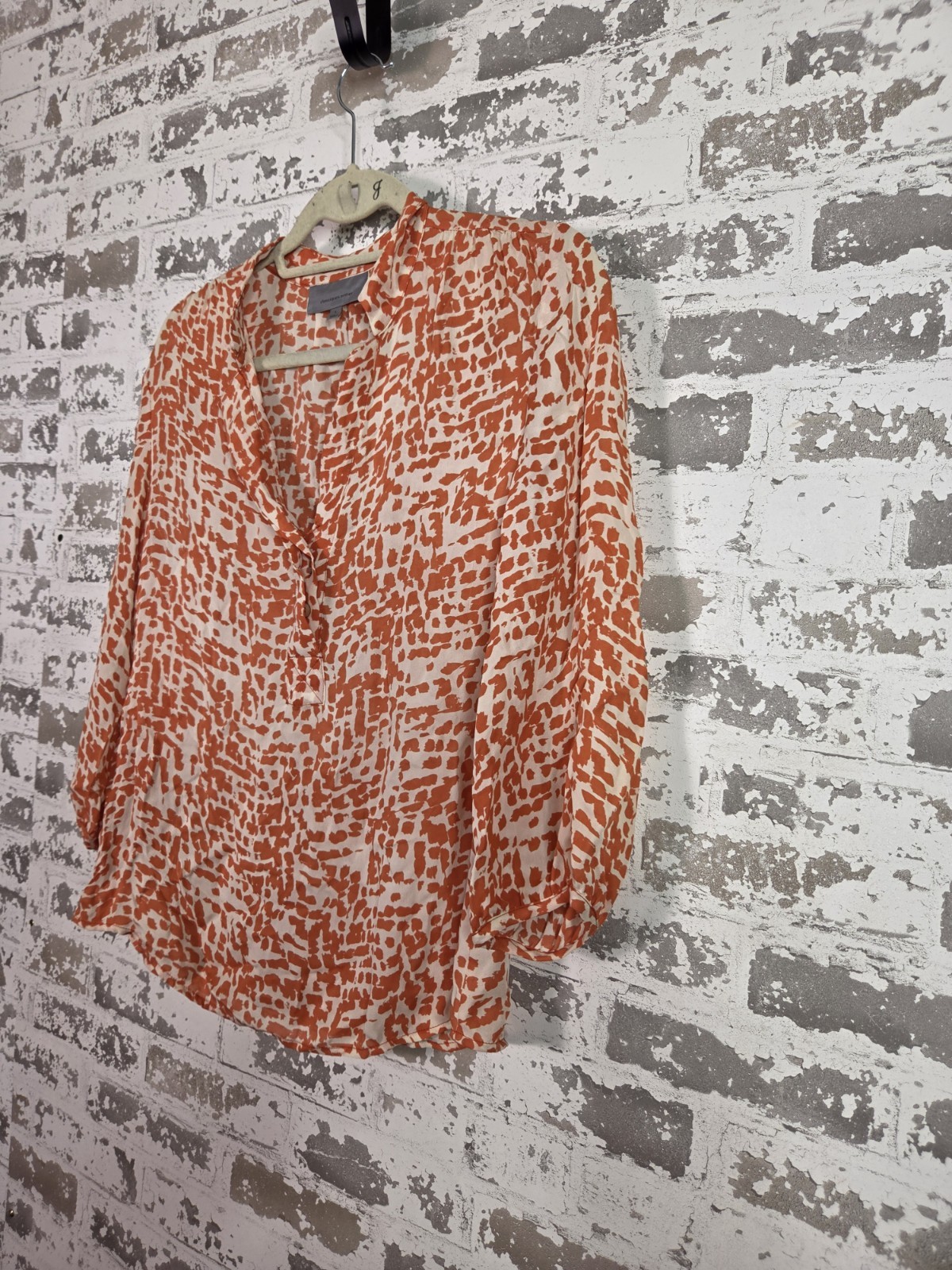 Classiques Entier Abstract Print Woven 100% Silk Collared Button Blouse S