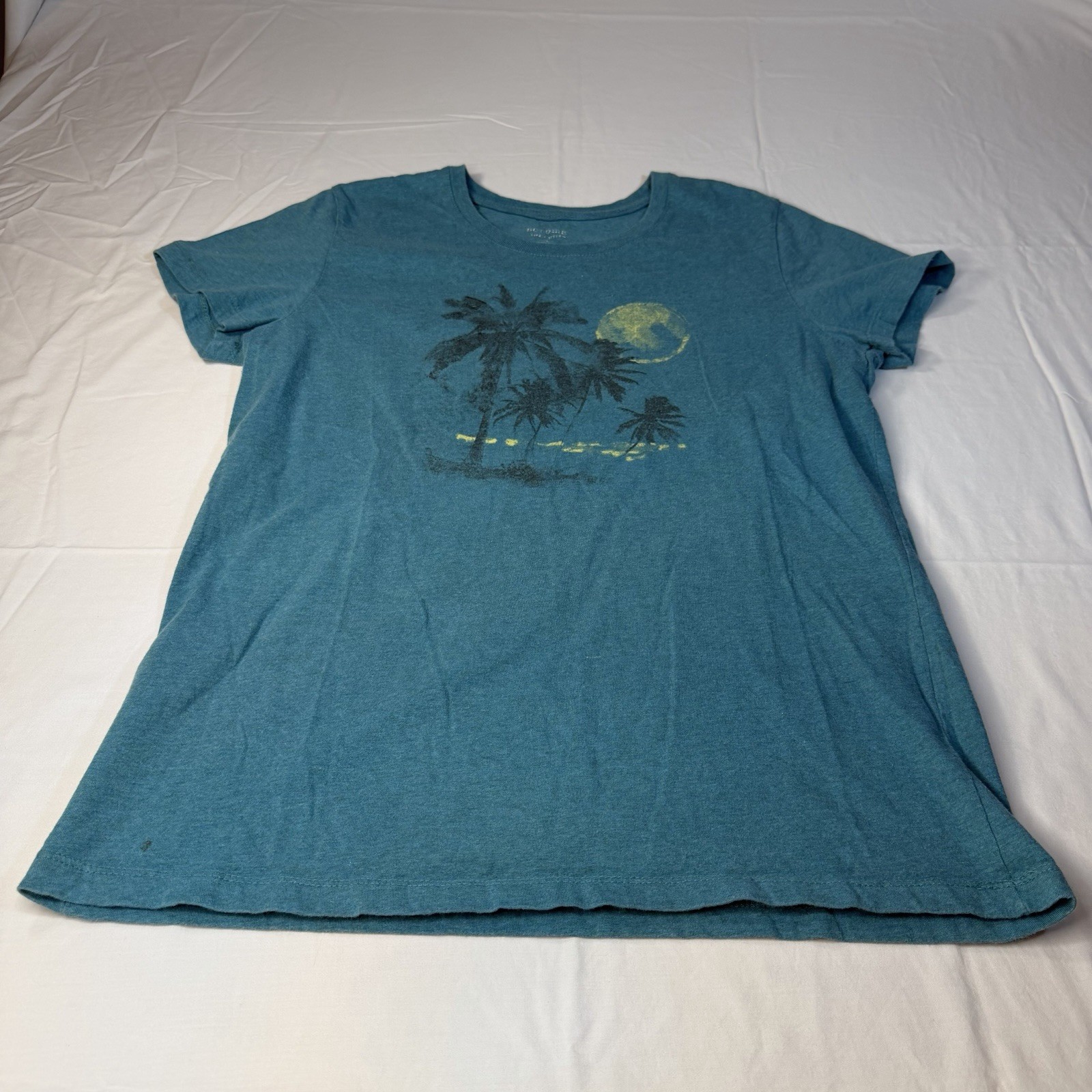 Sonoma Life + Style Palm Tree Graphic T-shirt Large Blue Beach Tropical Grunge