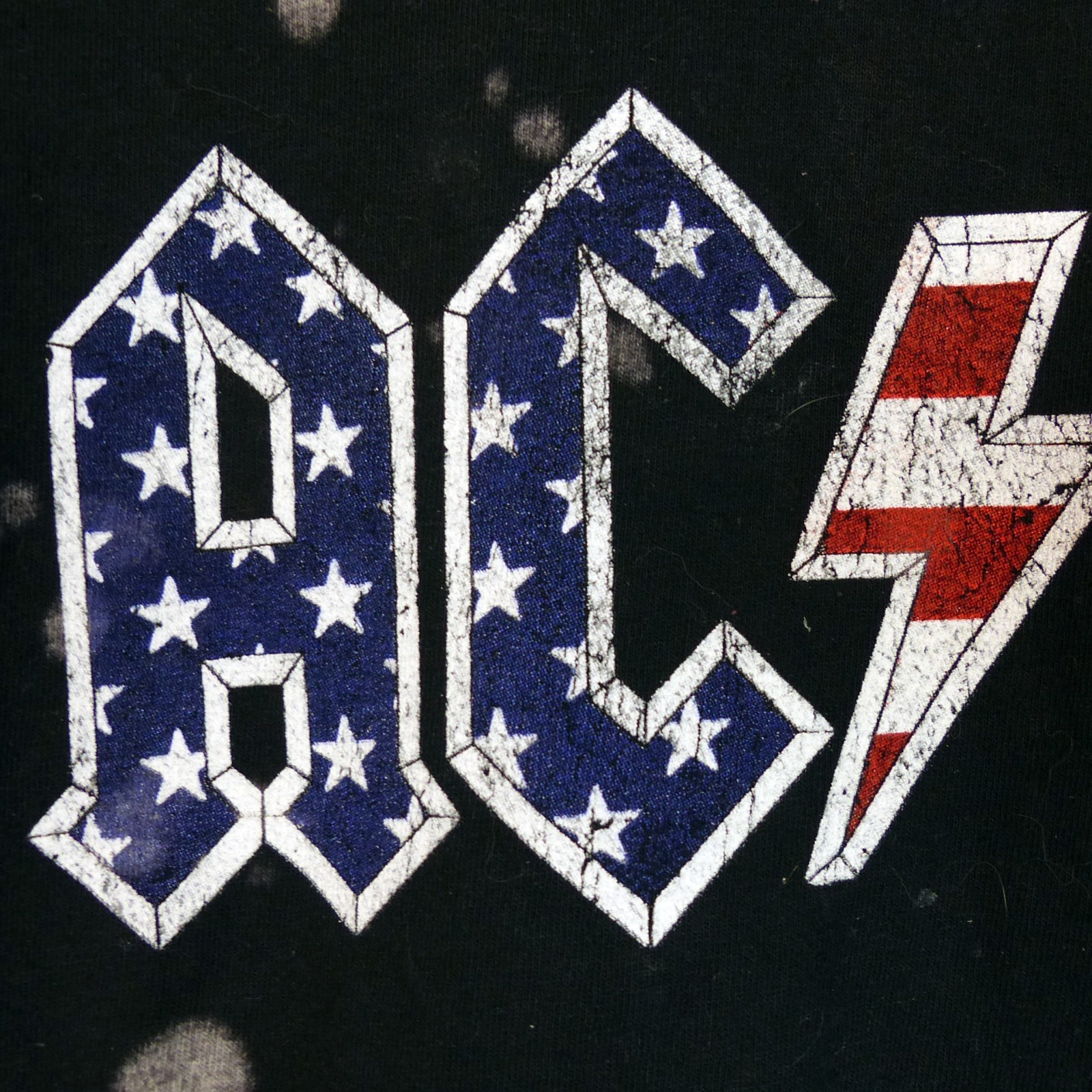 AC/DC Crop T Shirt Womens L Black Splatter American Logo US Tour Graphic Rock
