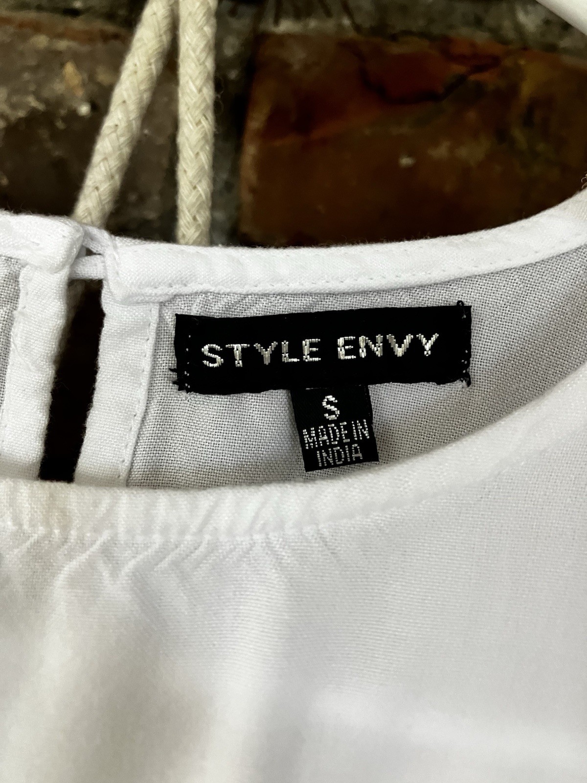 Style Envy White Boho Eyelet Scalloped Sleeve Blouse Rayon Crop Top