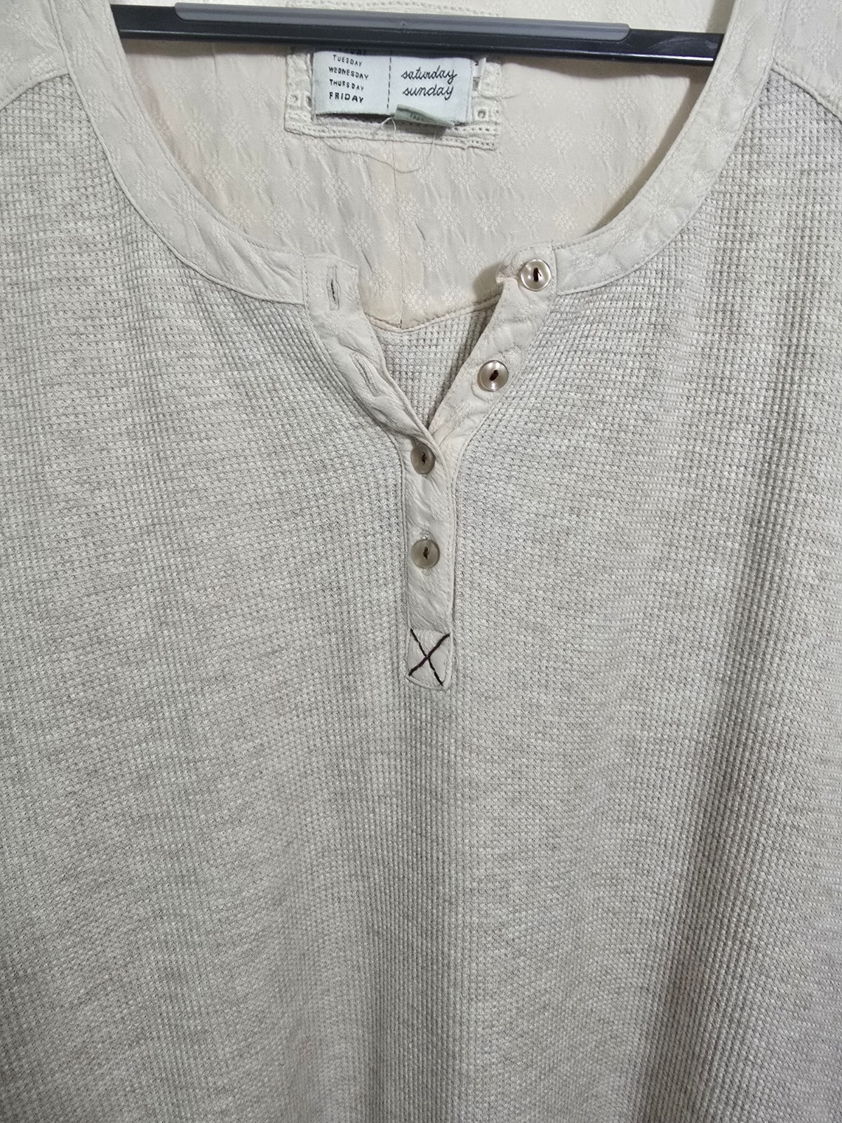 Anthro Saturday Sunday Waffle Henley Dress Tunic M Thermal Loungewear Pockets