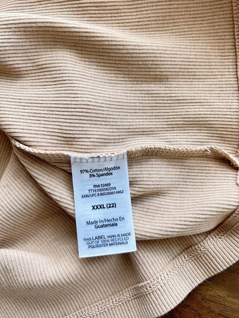 Time & True blouse top Size 3XL 22 short sleeve beige texture pullover