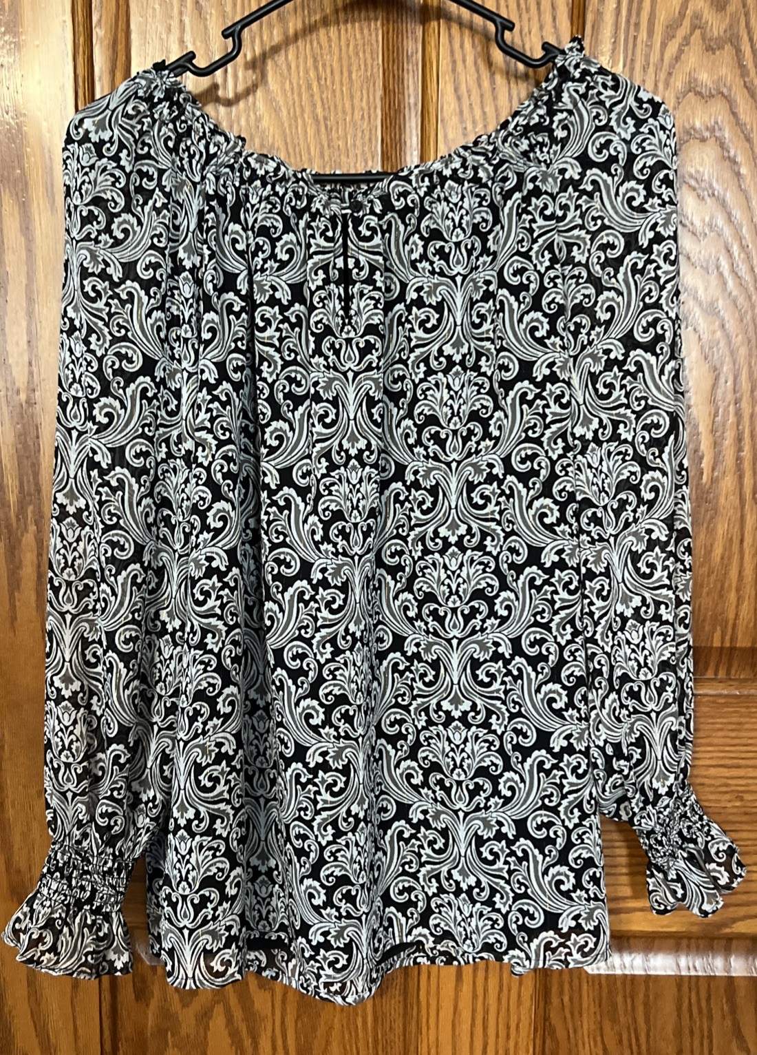 Talbots Black and White Dressy Top Med Petite