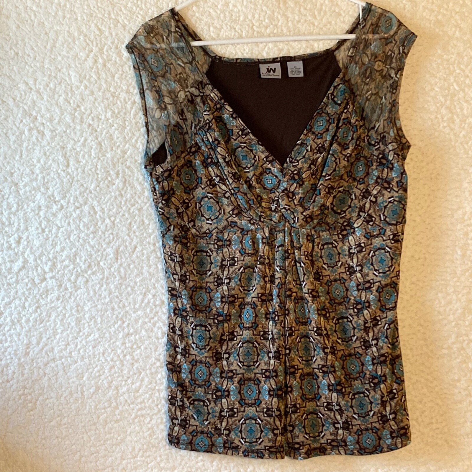 JW div. of junction west Women M Brown & Turquoise Top Lined Semi Sheer