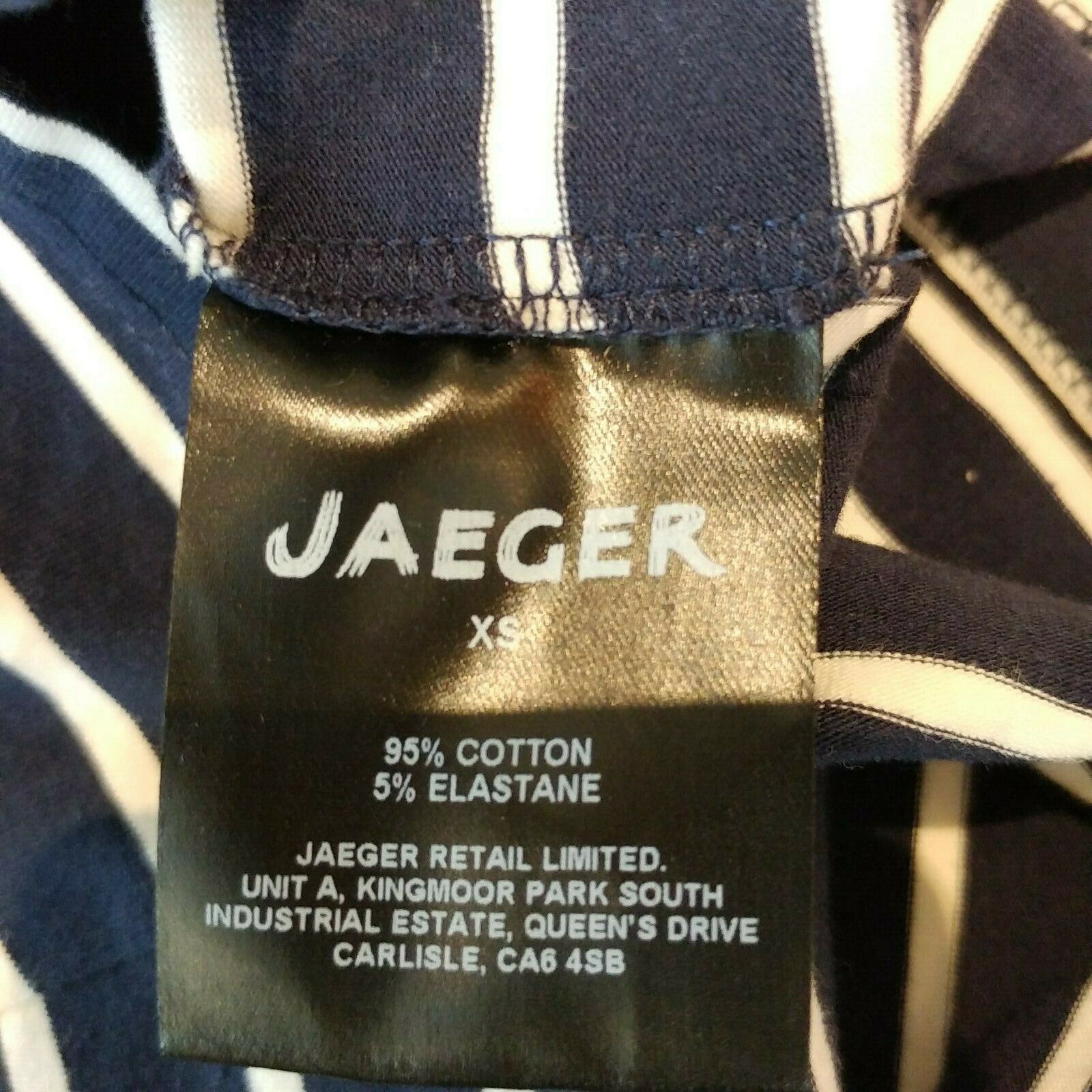 Jaeger blue white 95% cotton 5% elastane long sleeve top. UK women’s size XS
