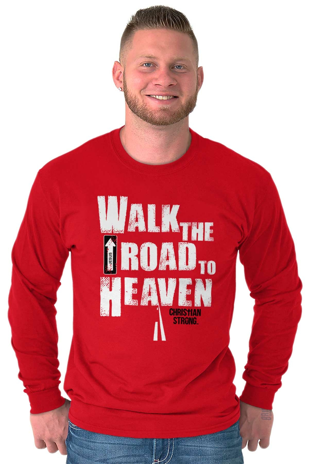 Road To Heaven Christian Religious God Jesus Long Sleeve Tshirt for Men or Women