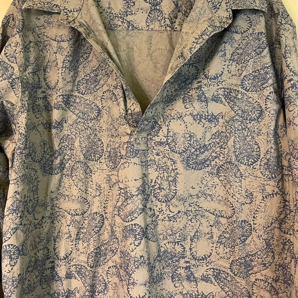 Marc Edwards Womens XL Abstract Botanical Print V-Neck Popover Shirt Blouse