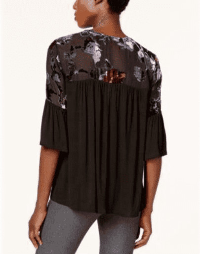 Black Bell Sleeve Peasant Top Black Size L John Paul Richard