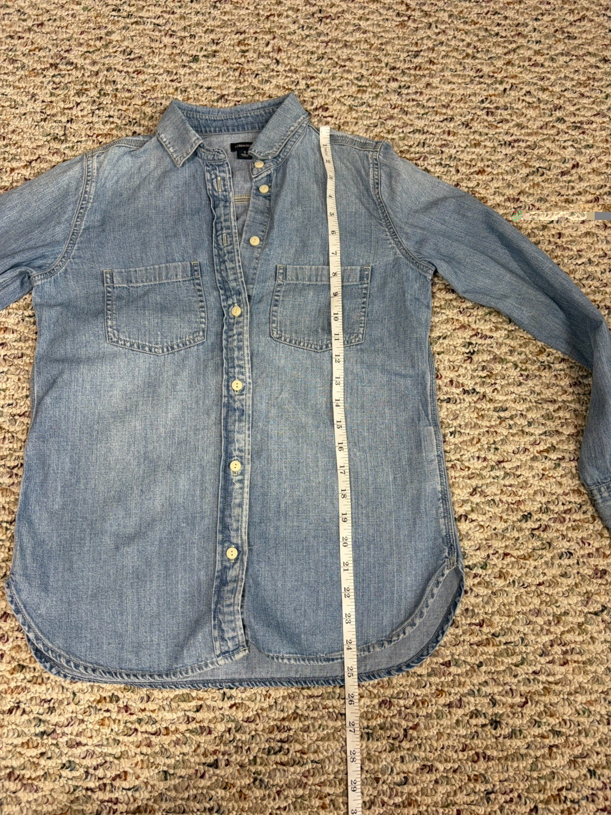 J Crew Women’s Light Wash Denim Button Front Long Sleeve Shirt Size 0