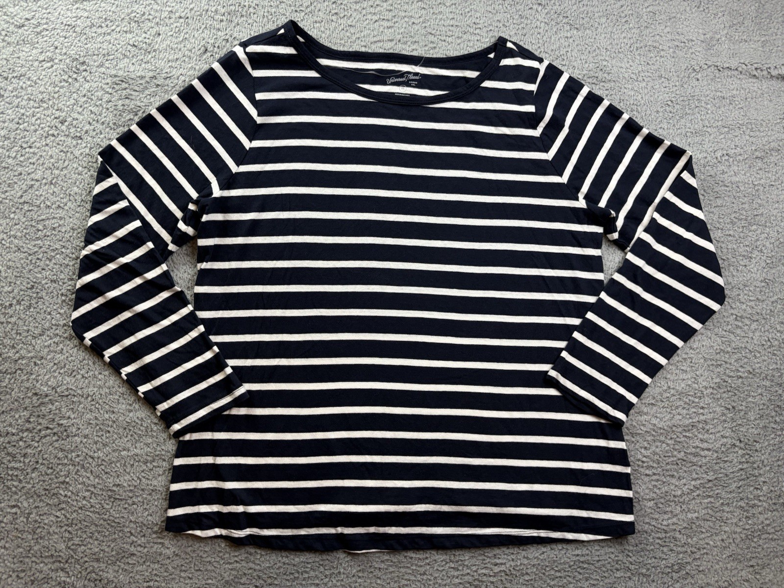 Universal Thread Womens XXL Navy Blue Striped Long Sleeve T-Shirt