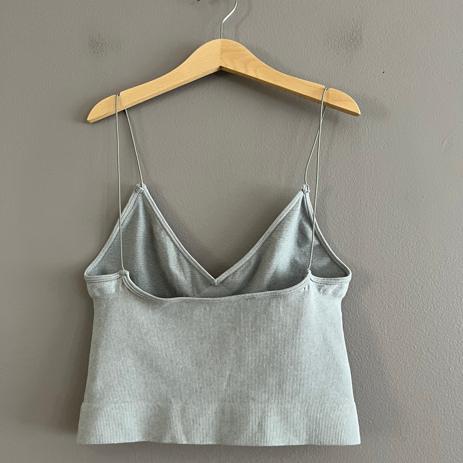 Free People Intimately Seamless Brami Tank Top XS/S Gray Elastic Strap Crop Cami