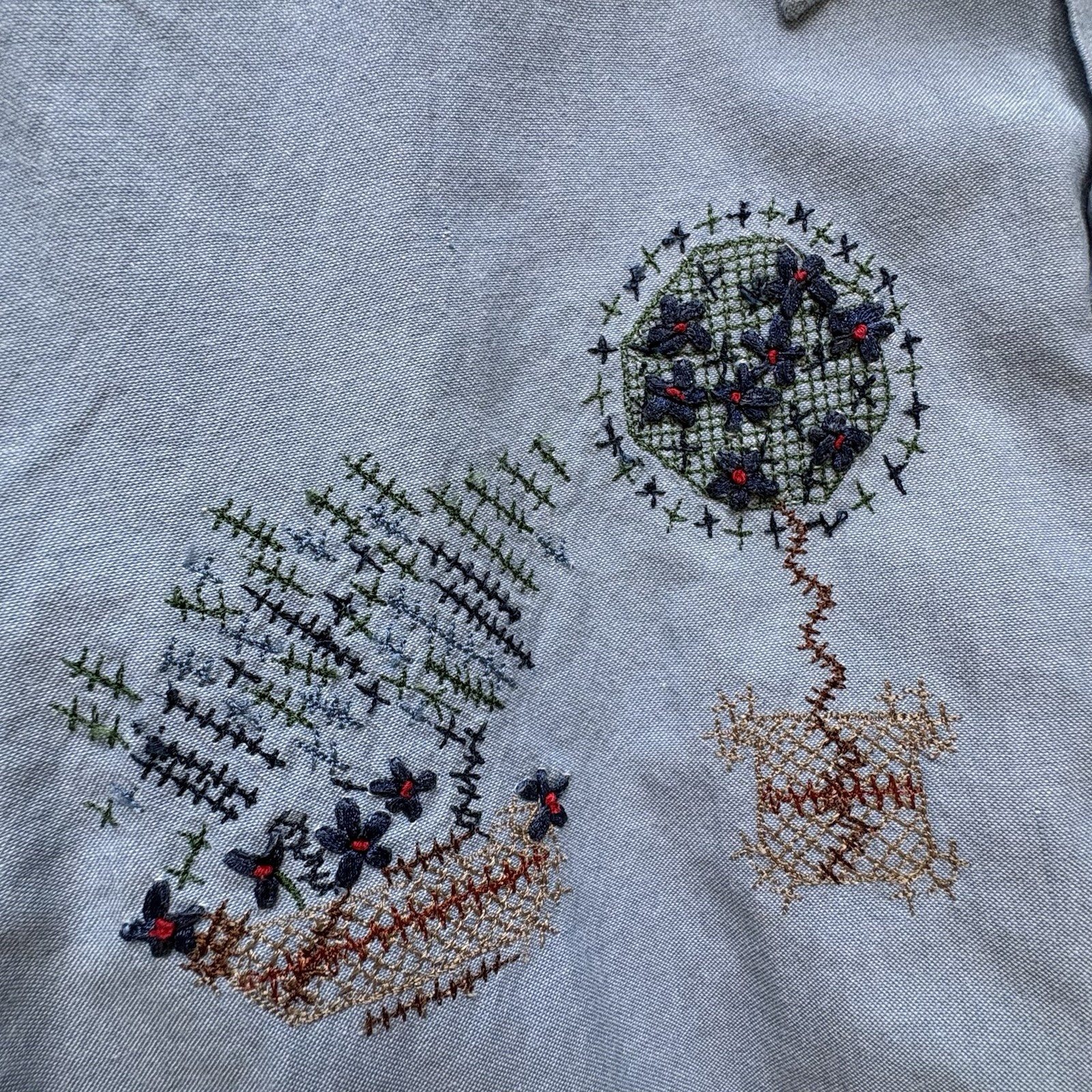 Vintage Citicraze Top Womens Medium Button Up Embroidery Farmhouse Country Plant