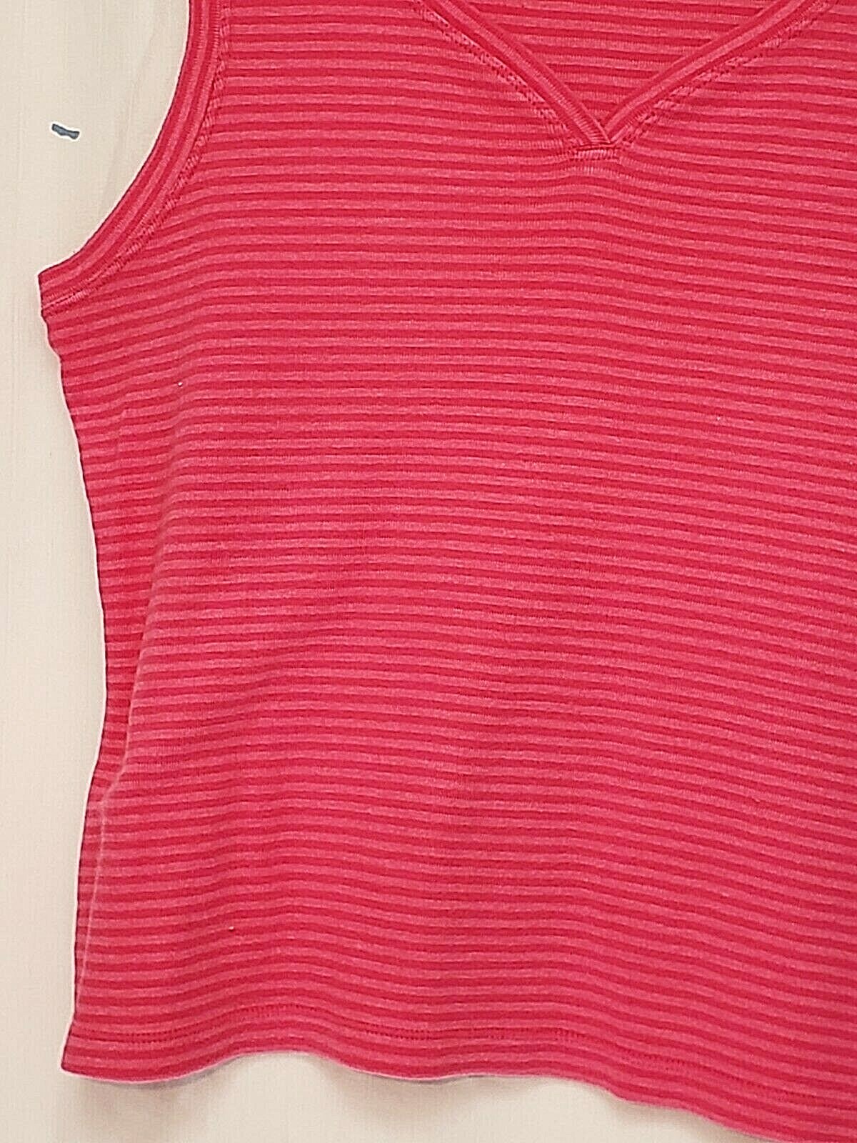 Gloria Vanderbilt Tank Top Stretch Stripes V-Neck Career Lagenlook Beachy Sz XL