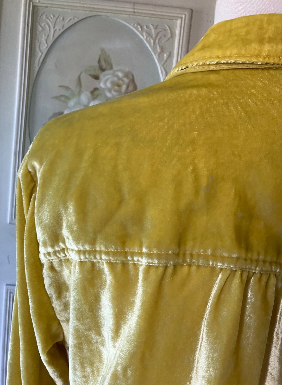 PILCRO VISCOSE TOP VELOUR VELVET HADLEY RELAXED SHIRT ACID YELLOW 10 UK 14 EUC