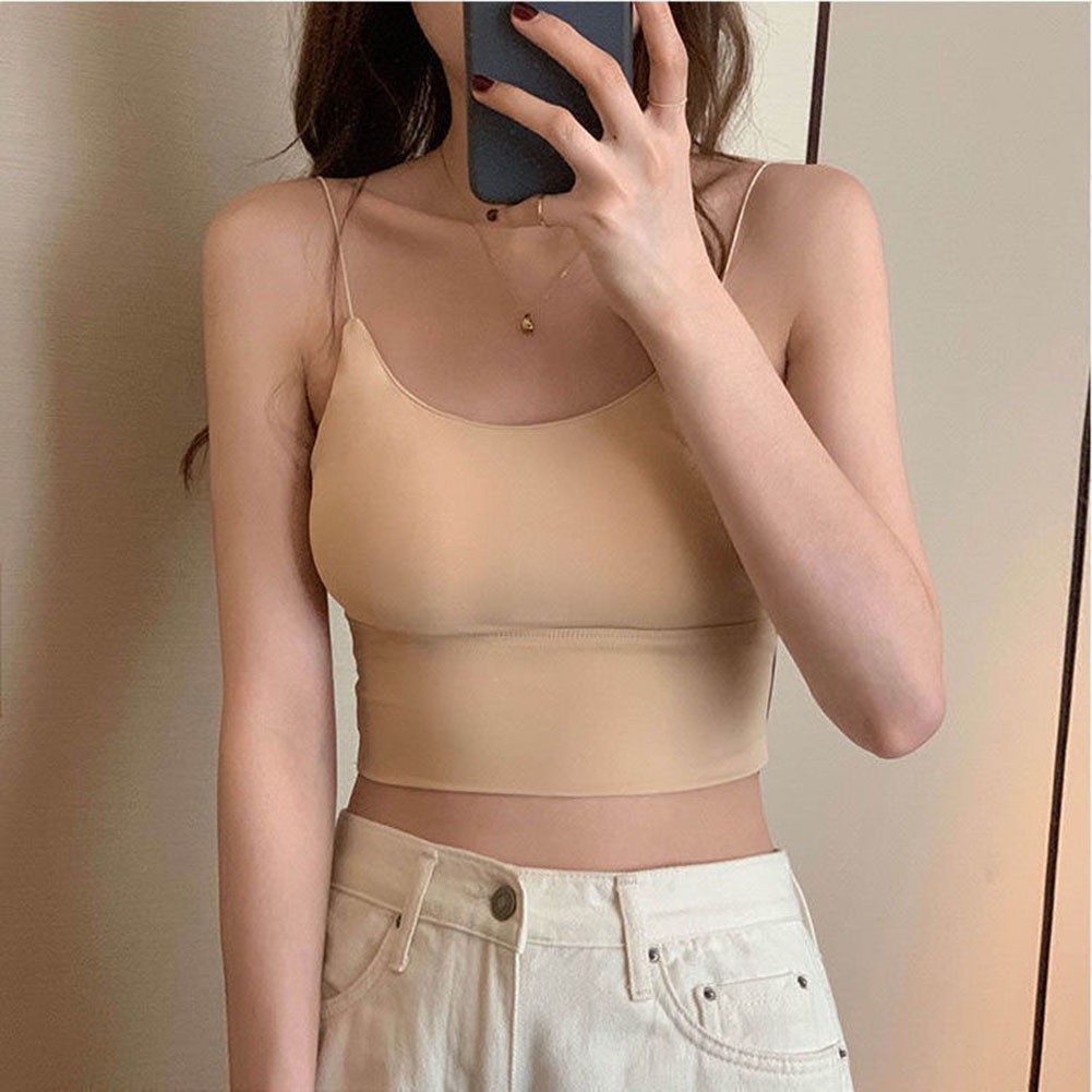 Women’s Ice Silk Solid Color Tank Top U Neck Backless Style for Summer Wear