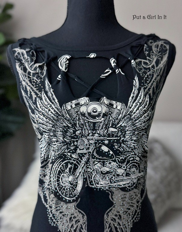 New Womens CRYSTAL ROUTE 66 MOTORCYCLE WINGS BIKER TANK TOP S M L XL 1X 2X 3X
