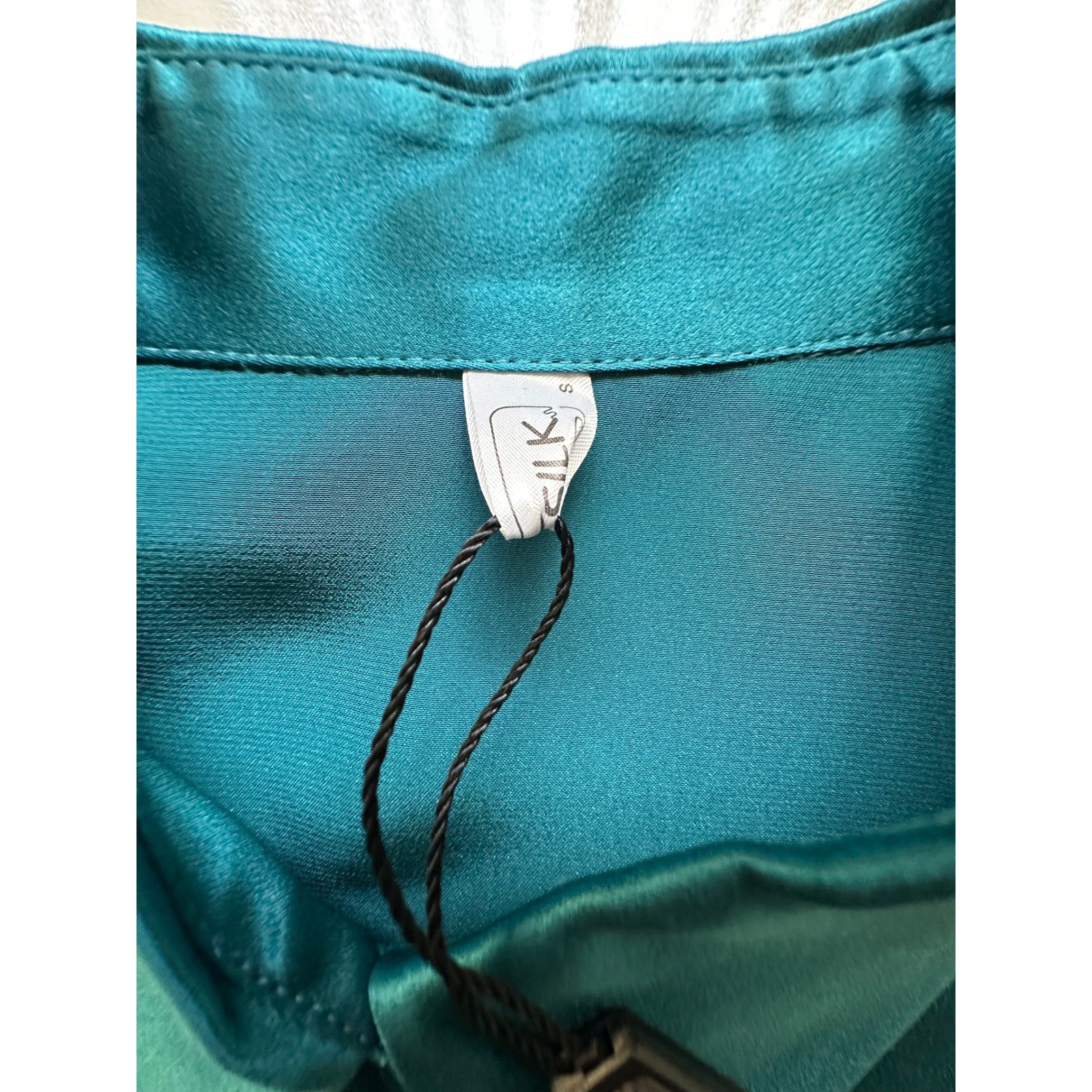 LilySilk Women 22 Momme Mulberry Silk Shirt Teal Green Button Up Blouse Size S