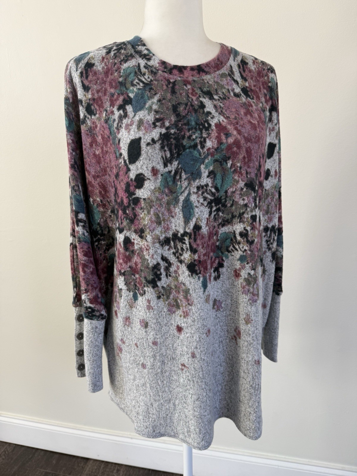Westbound Women’s LS Soft Fabric Floral Print Top Sz M(2XL)