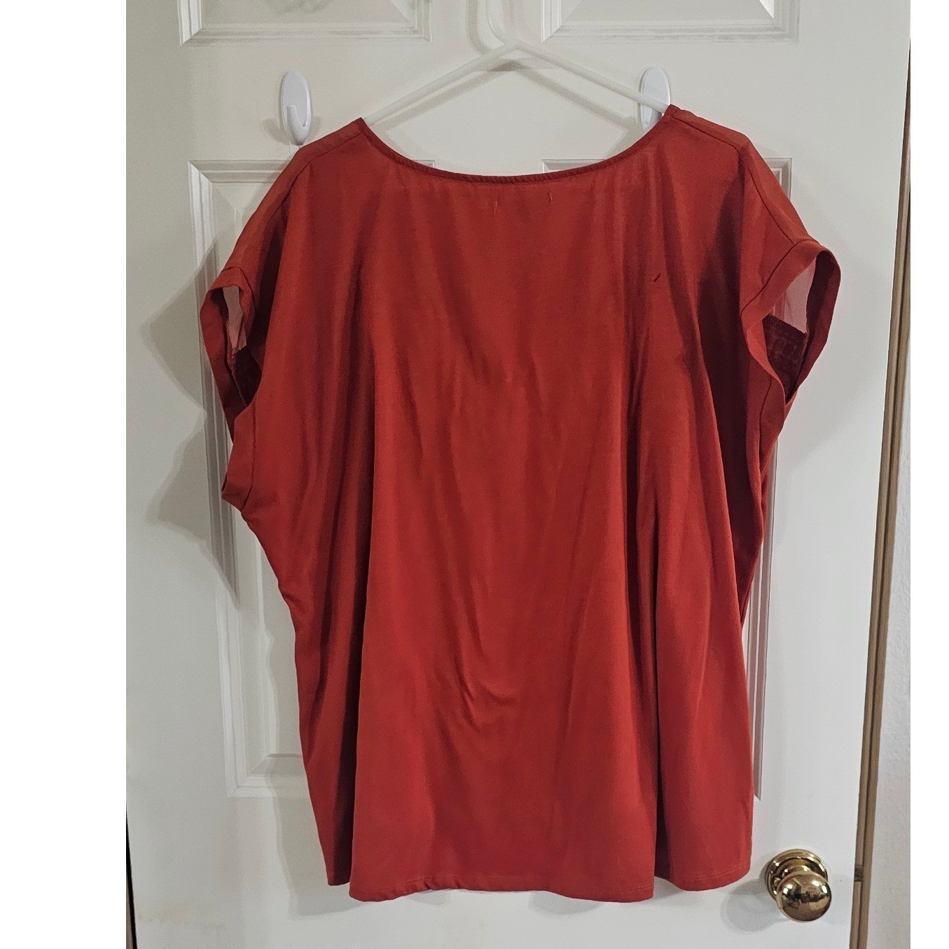 Daisy Fuentes Womens 3X Burnt Orange O-Ring Crochet Lace Trim V-Neck Blouse Top