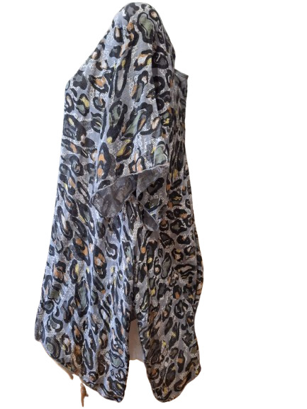Made in Italy Abstract Animal Print Linen Look Tunic Blouse Lagenlook Oversize
