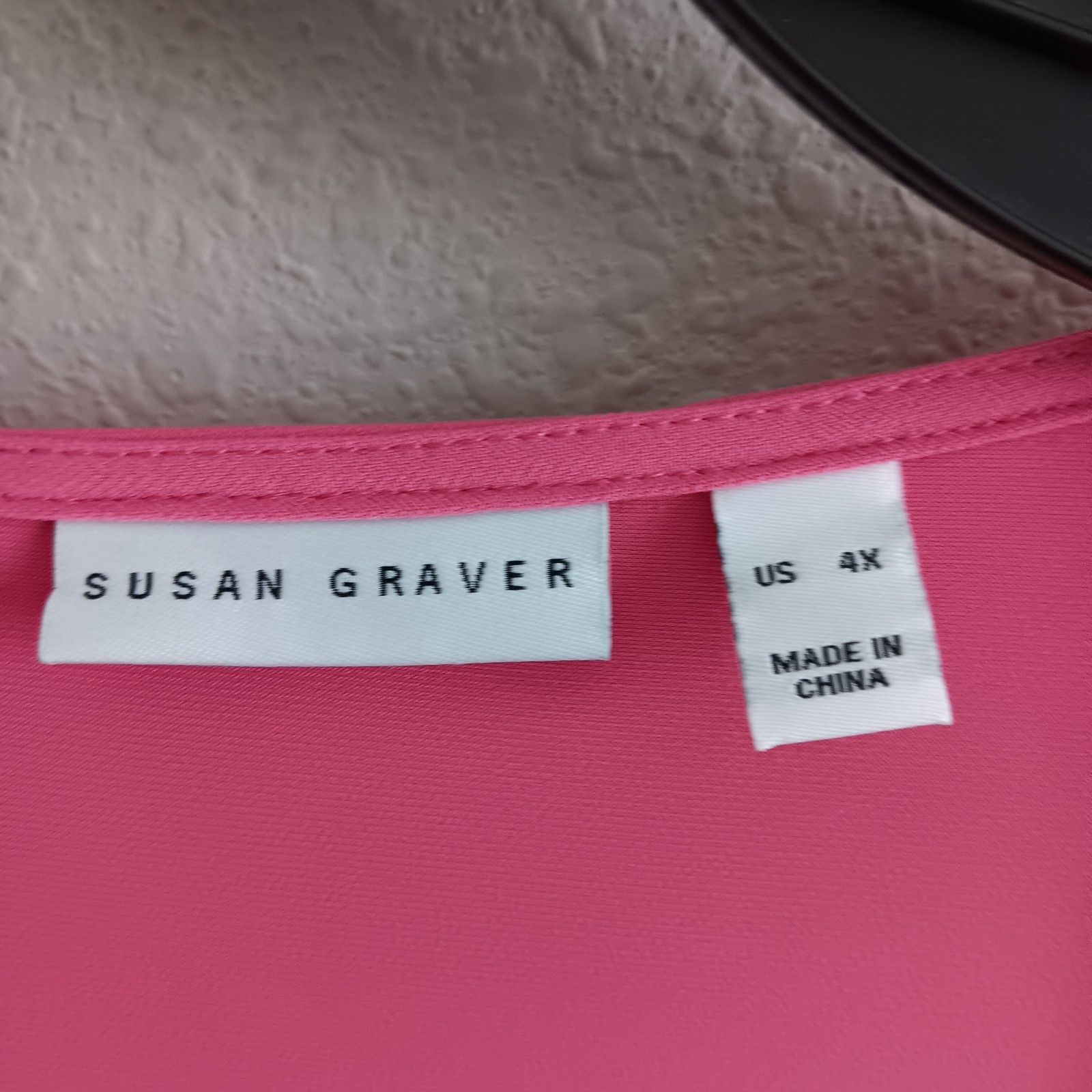 Susan Graver Regular Liquid Knit Tunic Woven Ruffle Sleeves, Pink Sz 4X a685133