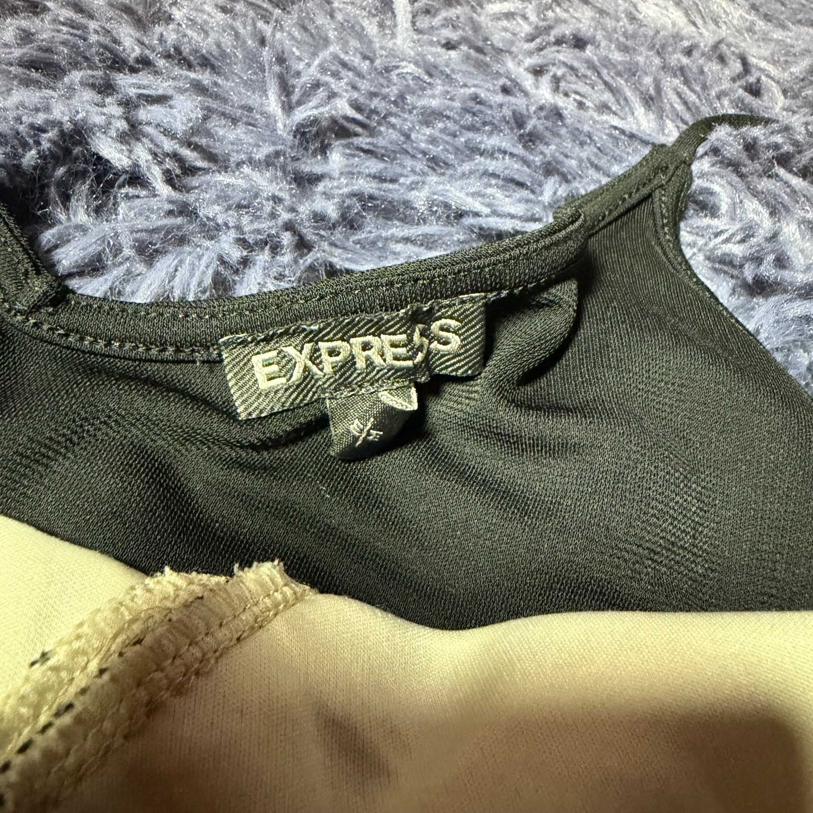 Express Y2k Black White Geometric Lace Detail Tank Top Spaghetti Strap Size Med
