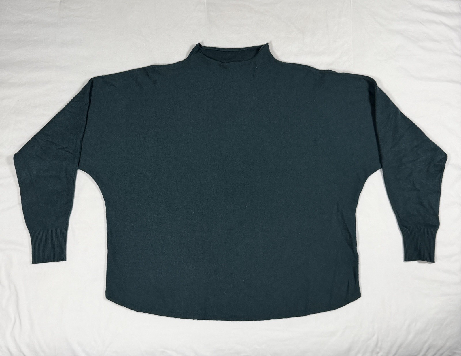 Vila Milano Dark Teal Oversized Batwing Sweater XL Art Teacher Minimalist
