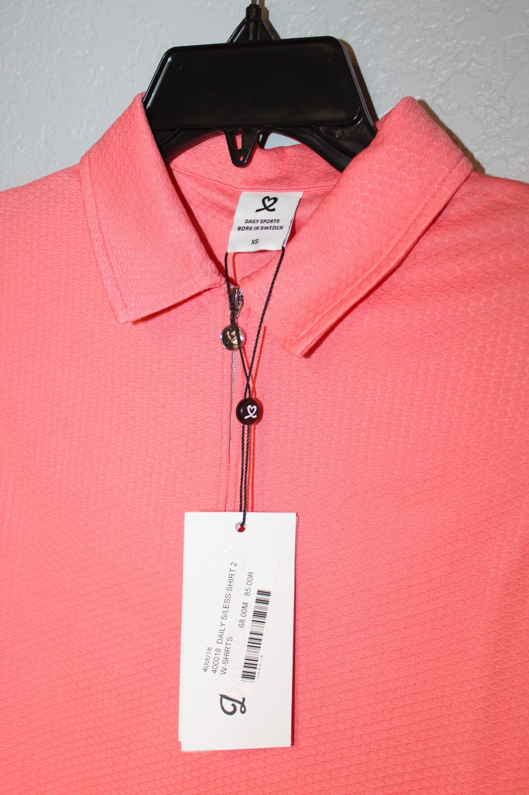 NEW Daily Sports Honeycomb Structured Sleeveless Golf Polo Shirt in Coral XS NWT