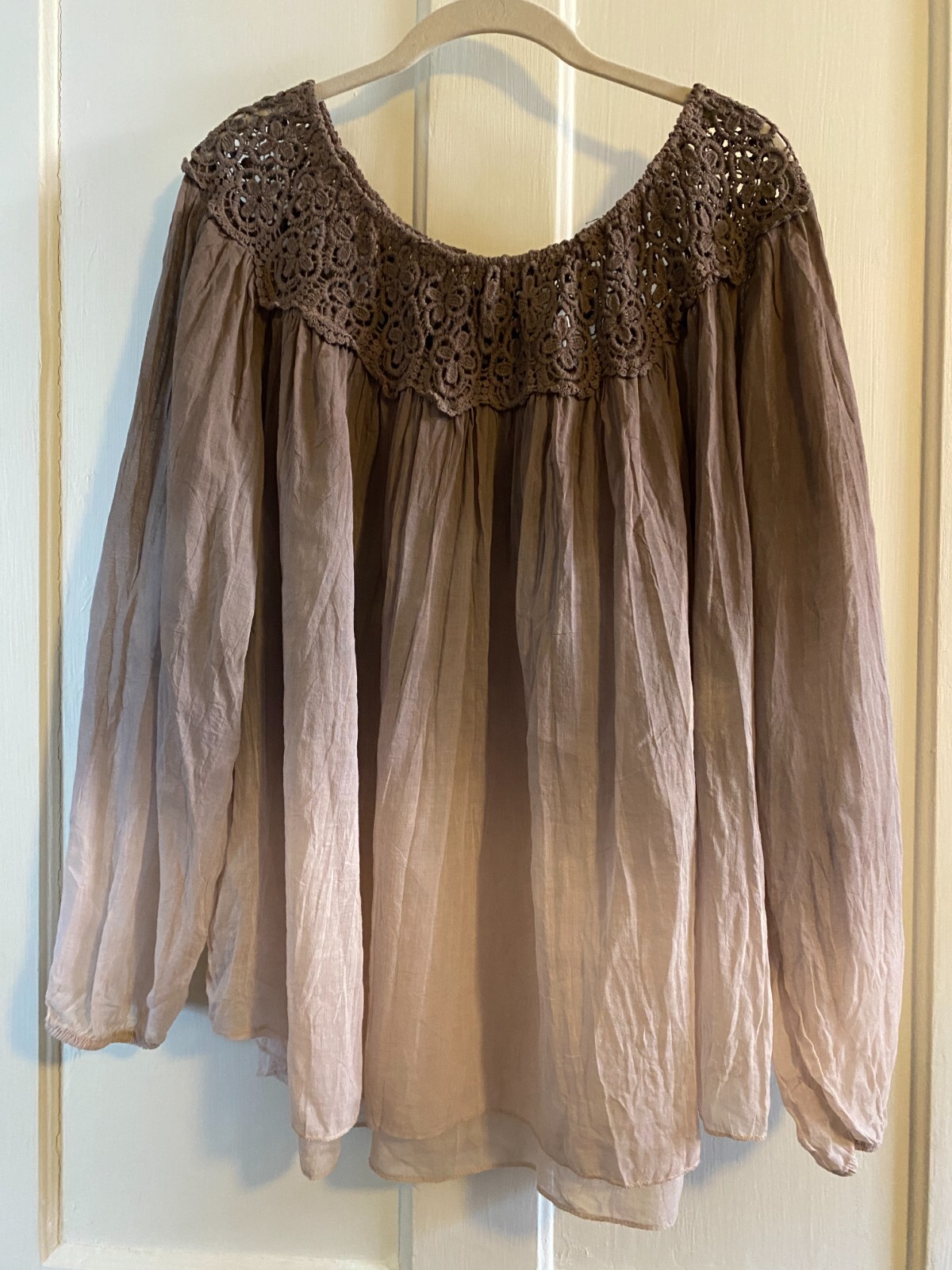 bella amore made in Italy ~ peasant top blouse ~ brown ombre ~ NWT ~ boho ~ O/S