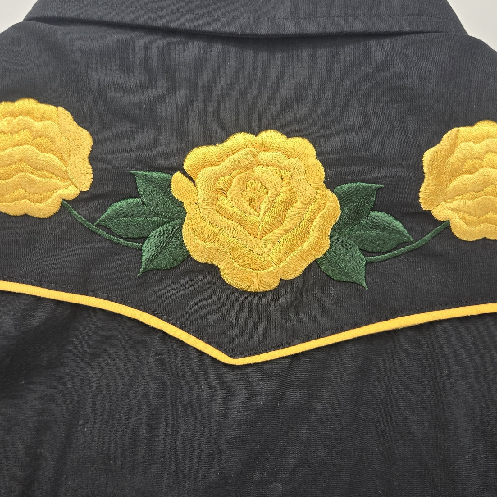 Vintage Roper Western Pearl Shirt Floral Yellow Rose Cowboy Rodeo Rockabilly XL