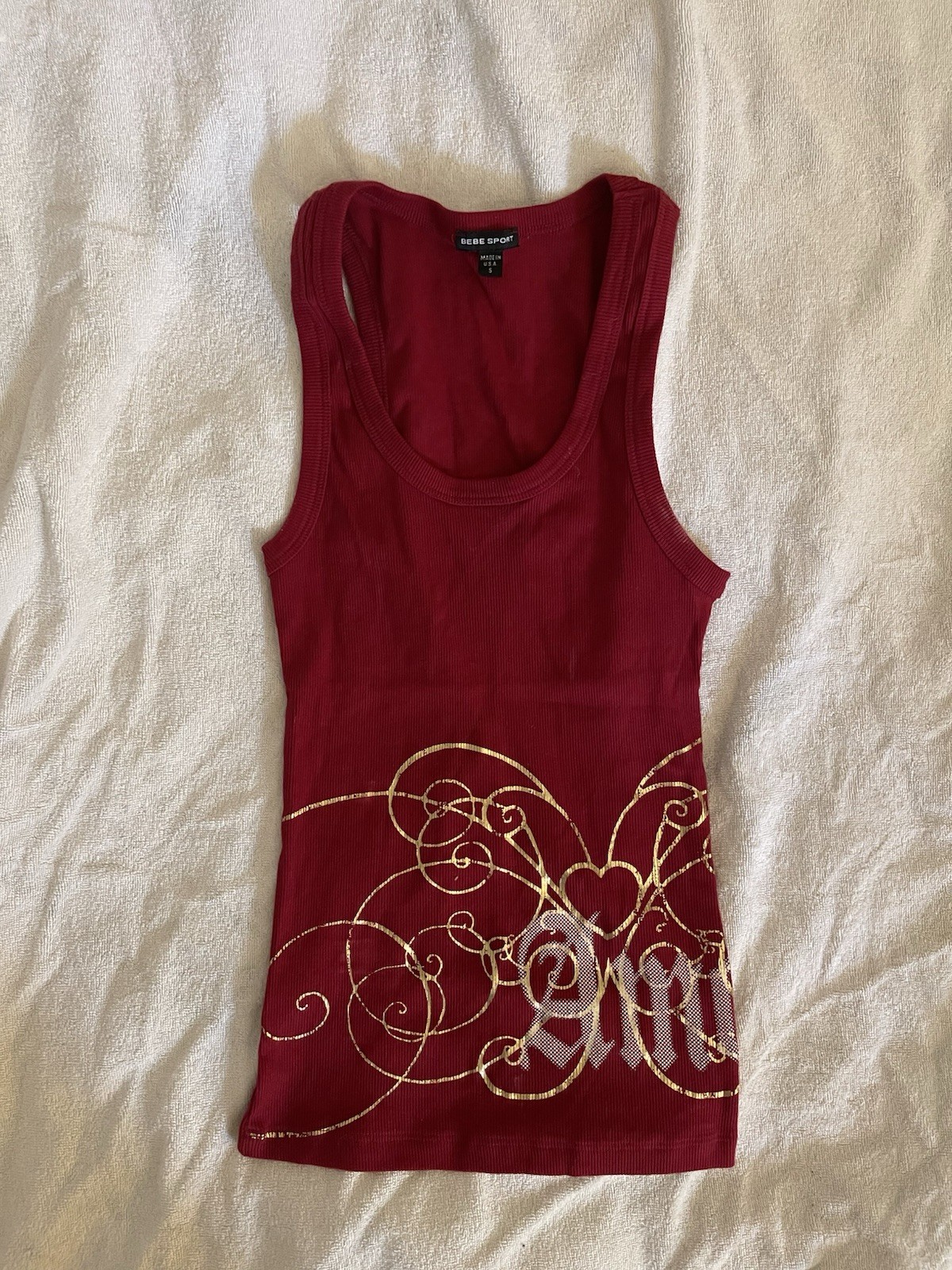 Bebe Sport Red Tank Top Size Small 100 % Authentic