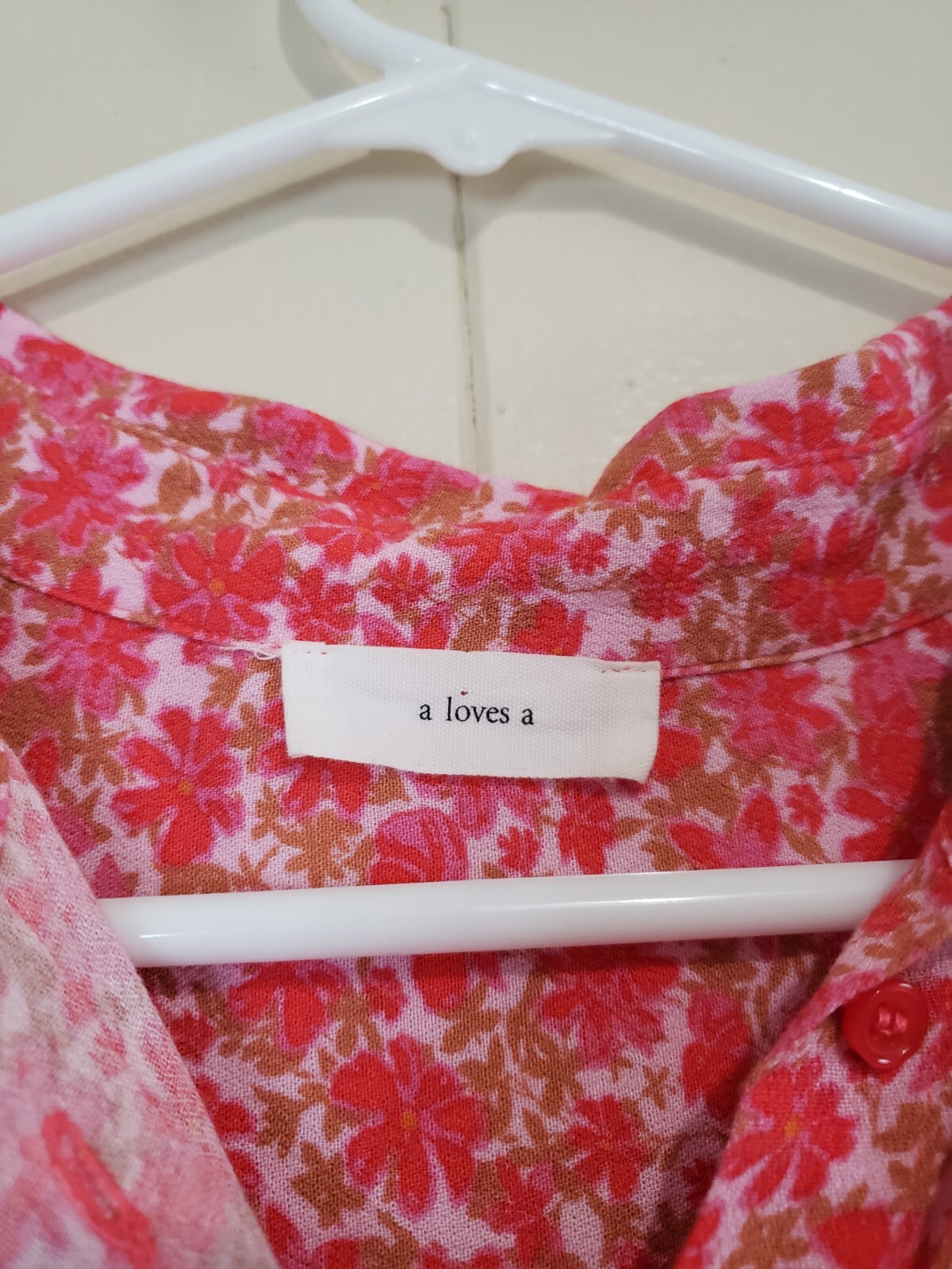 A Loves A Womens M Blouse Pink Button Up 100% Rayon Lightweight Office Spring