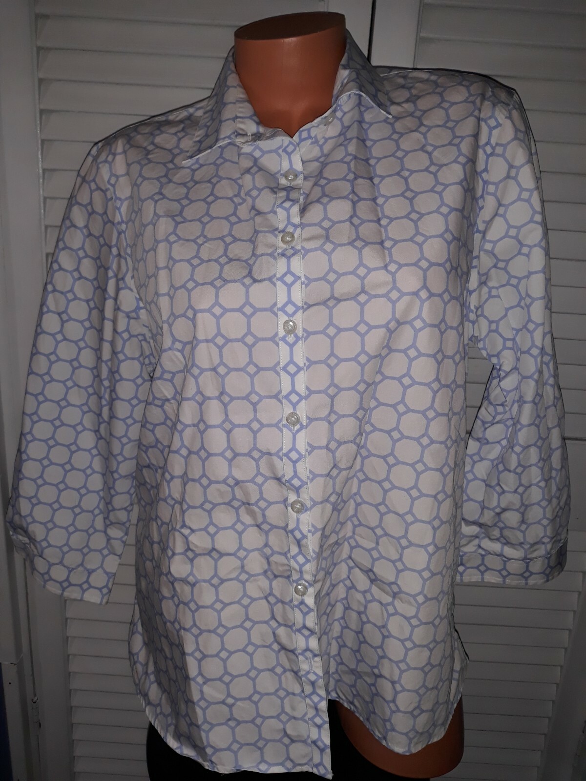 LANDS END SIZE 14 NONE IRON SUPIMA BUTTON SHIRT TOP