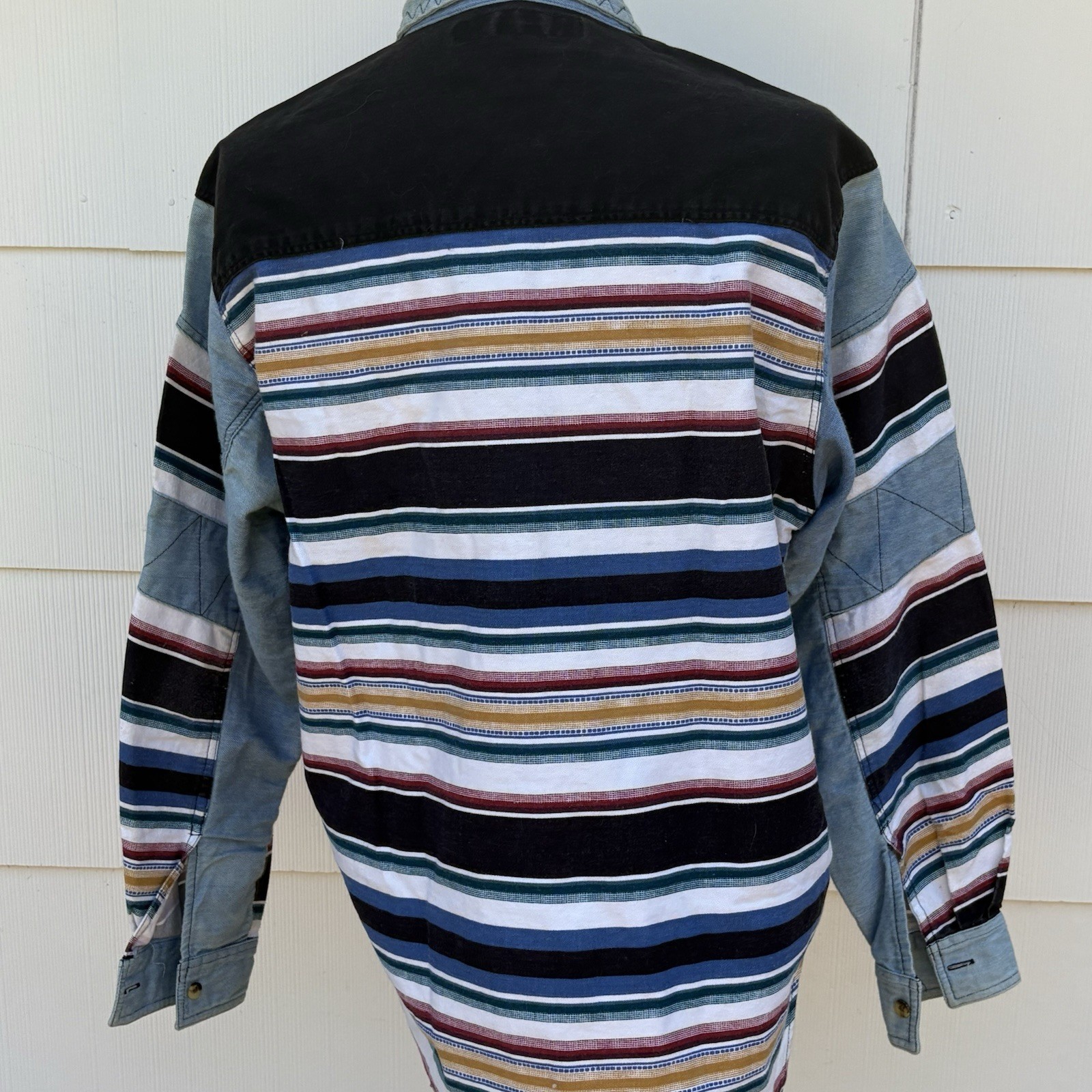 Vtg Kikomo Southwestern Striped Western Shirt Med Rockabilly Retro Cowboy 90’s