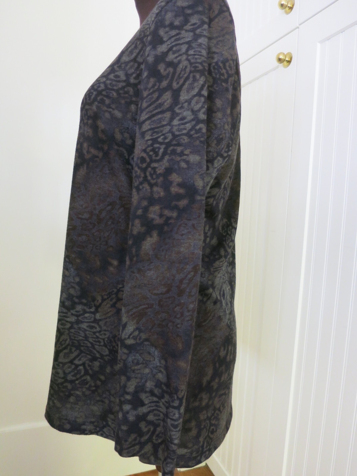 Apropos Nomadic Traders Brown Cheetah Tie Dye Long Sleeve Pull Over Knit Top Med
