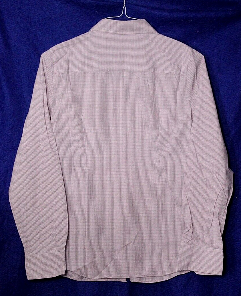 J CREW BLOUSE ladies size M pink blue white tiny plaid long sleeve 100% cotton