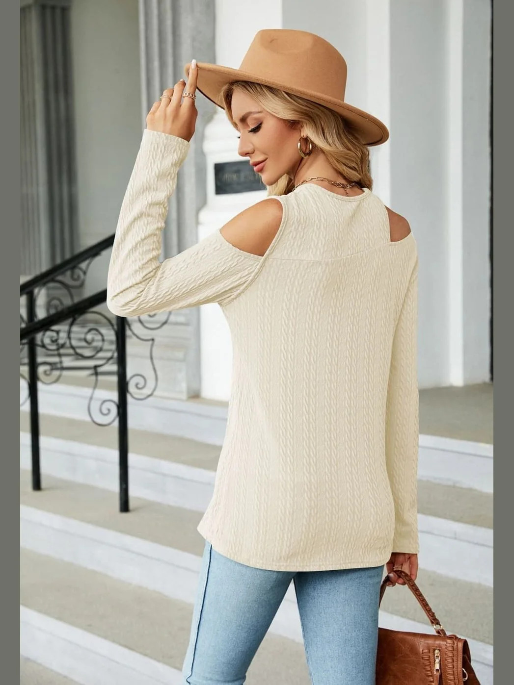 Dropped Shoulder Long Sleeve Blouse