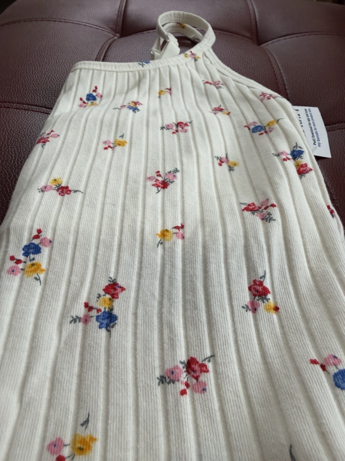 Old Navy Women’s Cropped Camisole Square Neck Floral Ribbed Knit Stretch