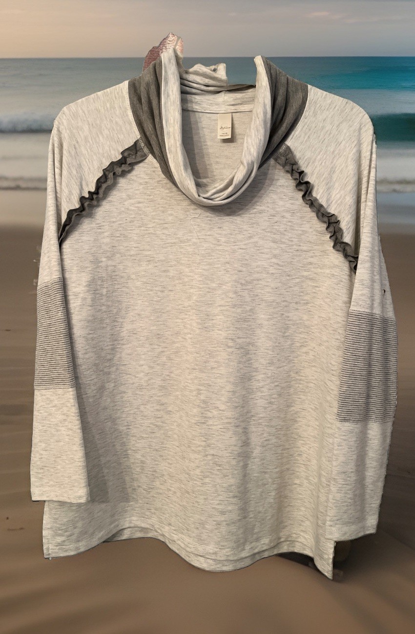 14/16 Women’s Gray Heather Ltwt Stretch Knit Casual Activewear Pullover Top