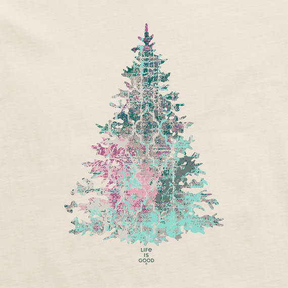 NWT Womens Life is Good Tapestree Christmas Tree Putty White SS Crusher Tee