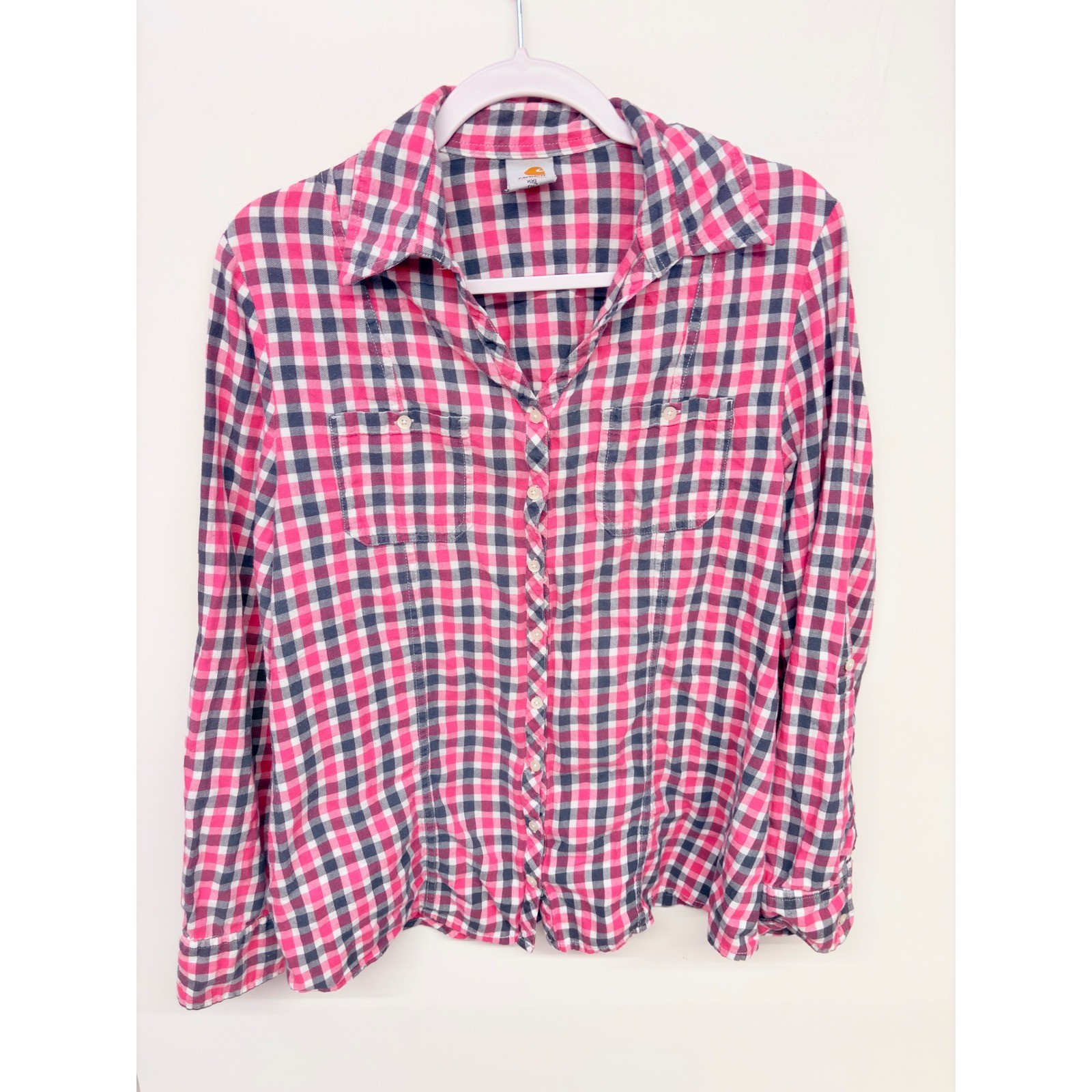 Carhartt Country Cowgirl Button Down Shirt Womens XXL Pink Plaid Cotton