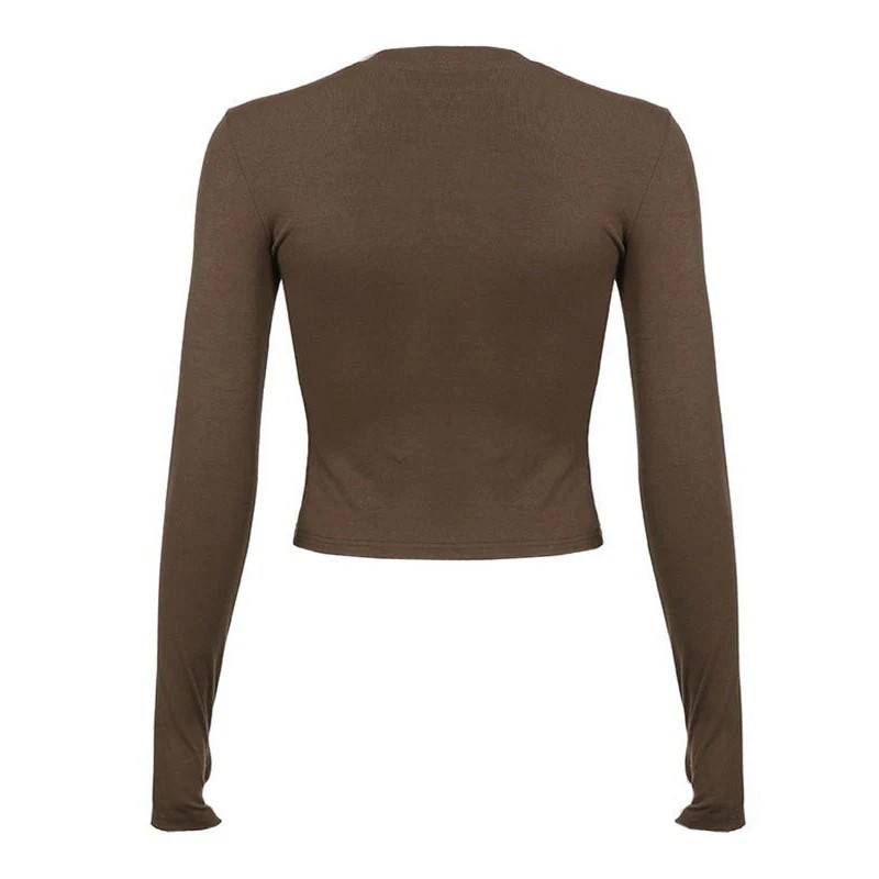 Women Casual Slim Fit Long Sleeve O-Neck T-shirts Tops Spring Fall Solid.