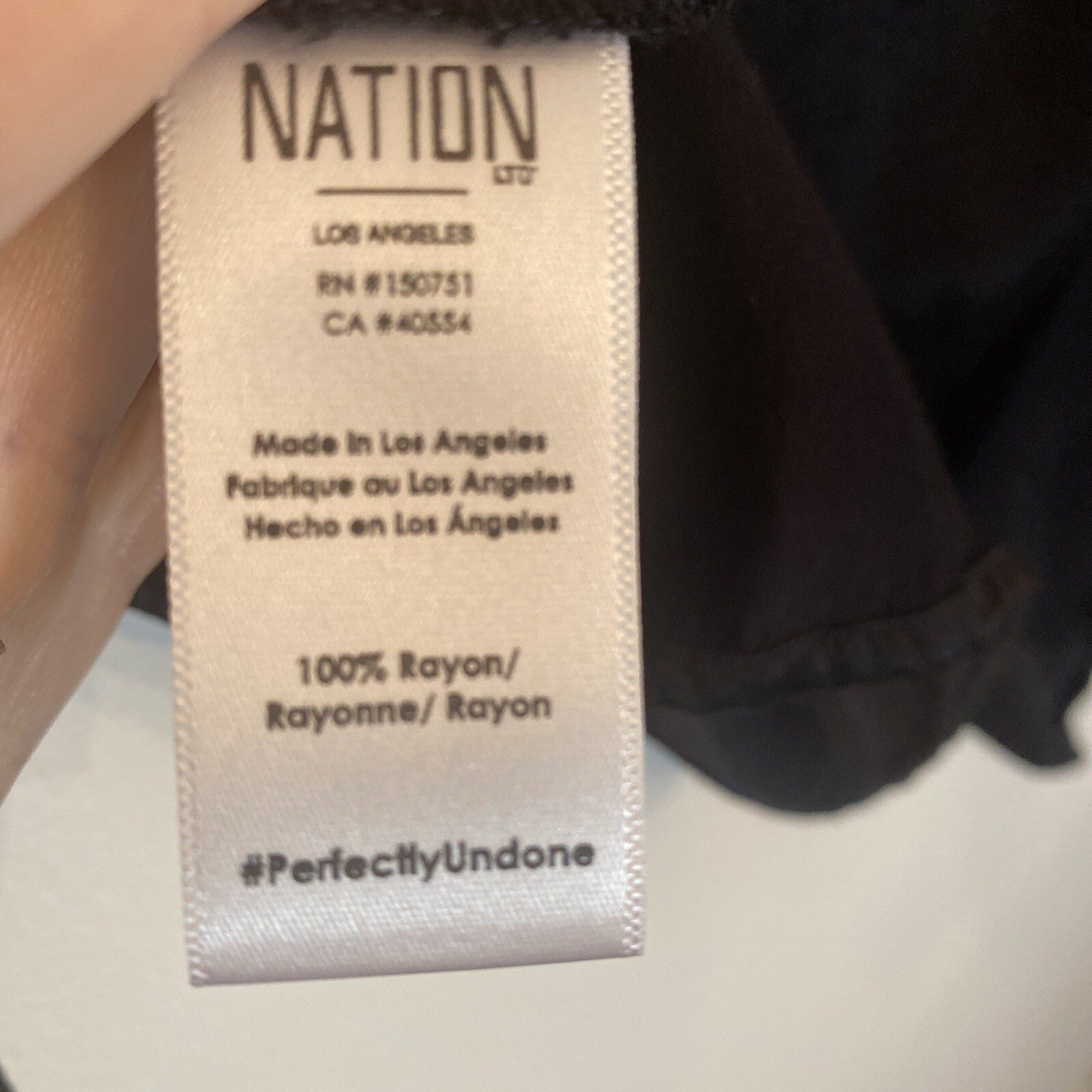 Nation Ltd Satin Mock Neck Top Black Small Keyhole Cut Out Back