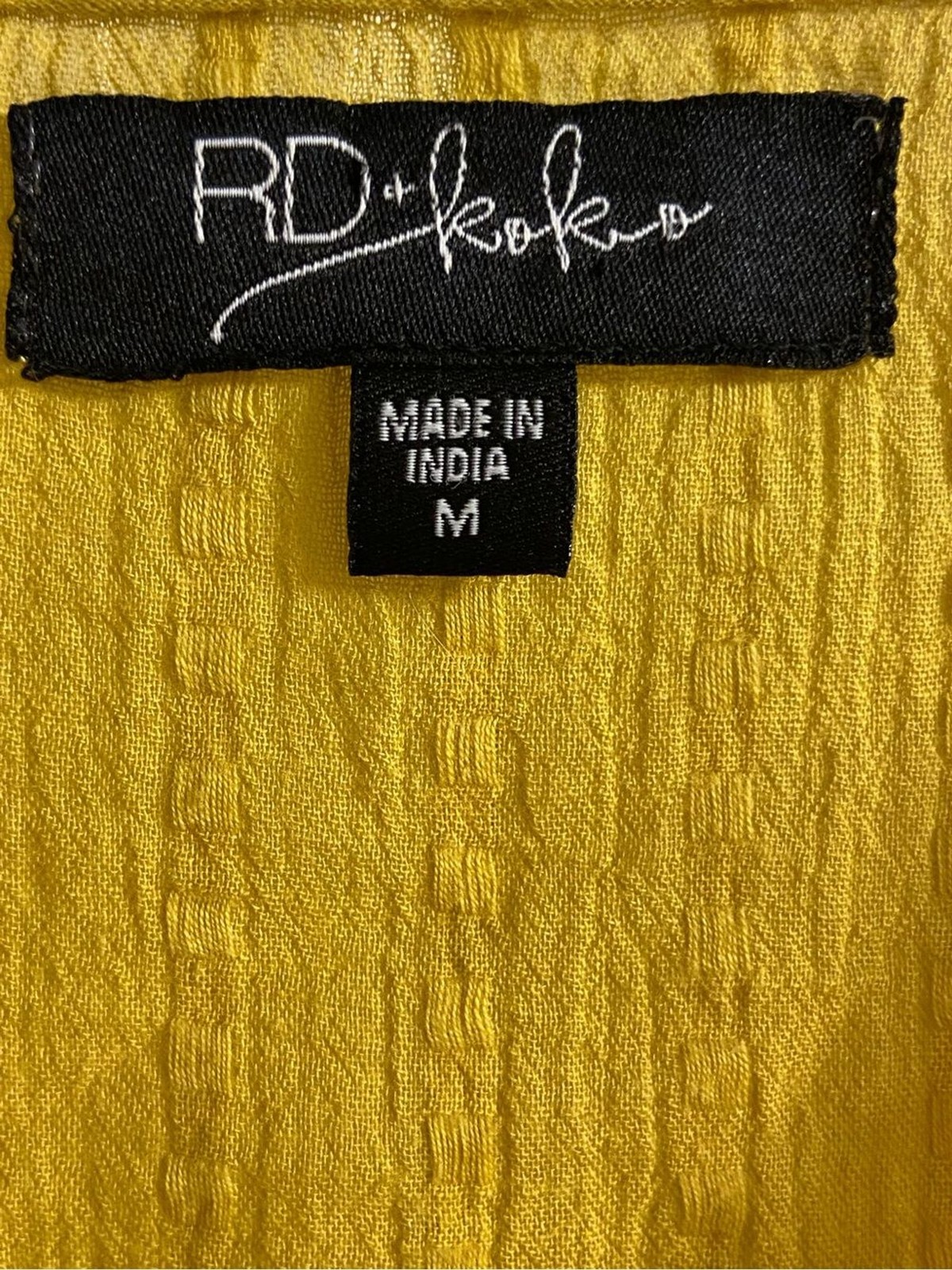 RD+KoKo Anthropologie Yellow Crochet Lace Trim Wrap Surplice Peplum Blouse M